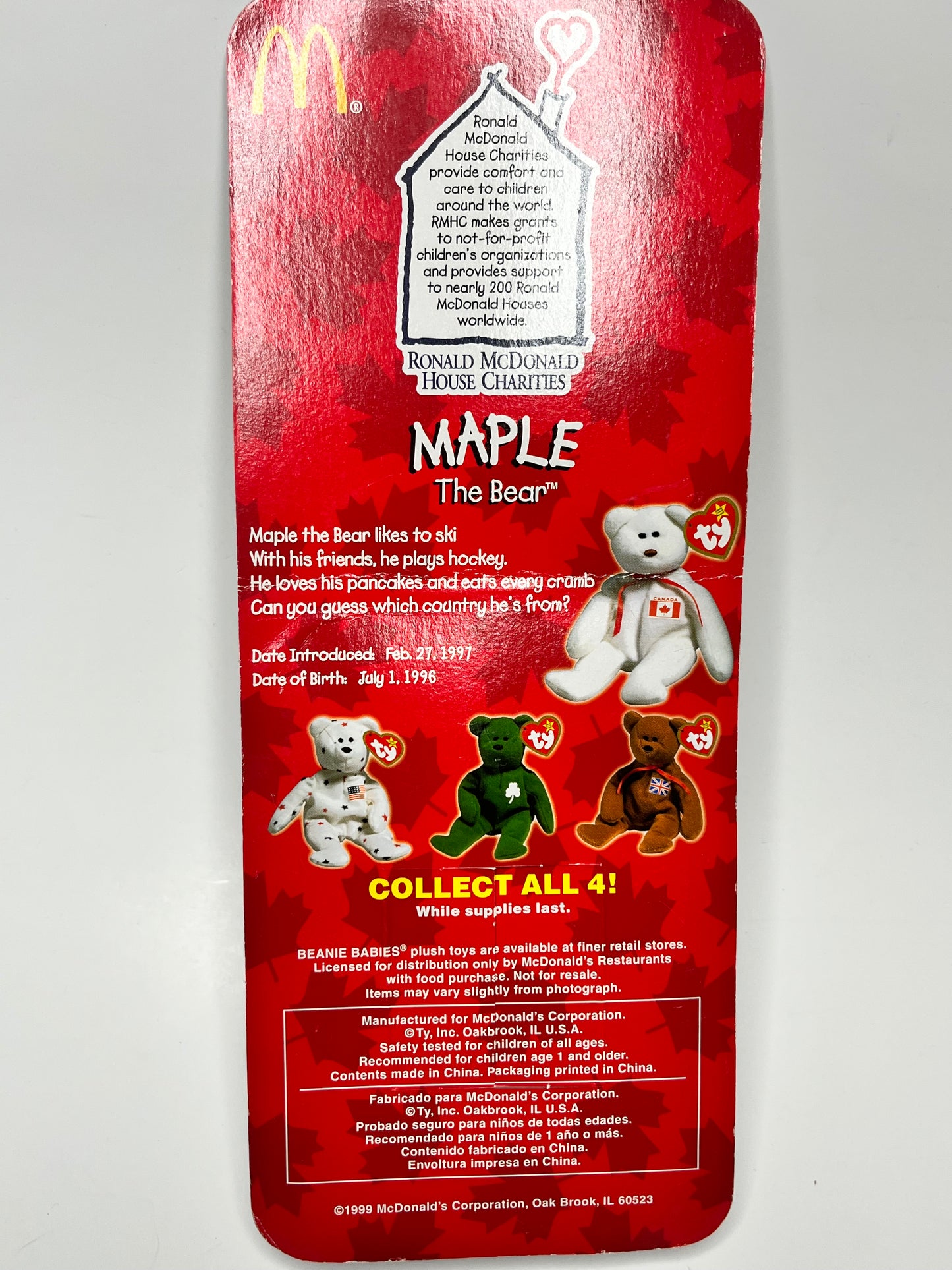 Ty Beanie Babies “Maple” The Bear McDonald’s 1999- condition 1