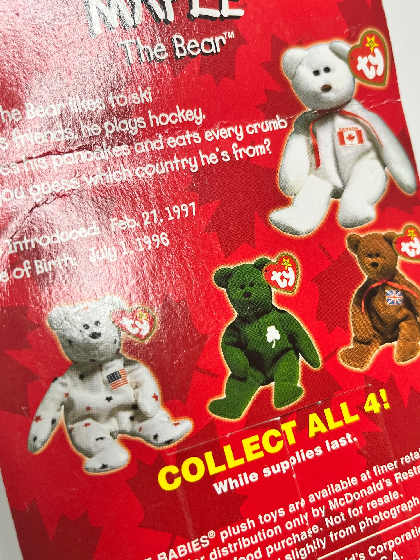 Ty Beanie Babies “Maple” The Bear McDonald’s 1999- condition 1