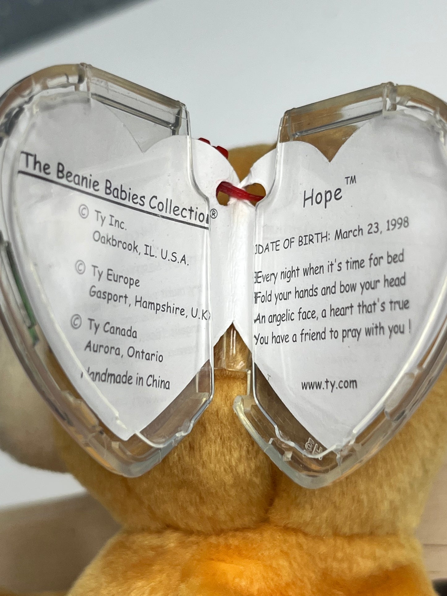 TY Beanie Babies “Hope” The Bear, March 23 1998