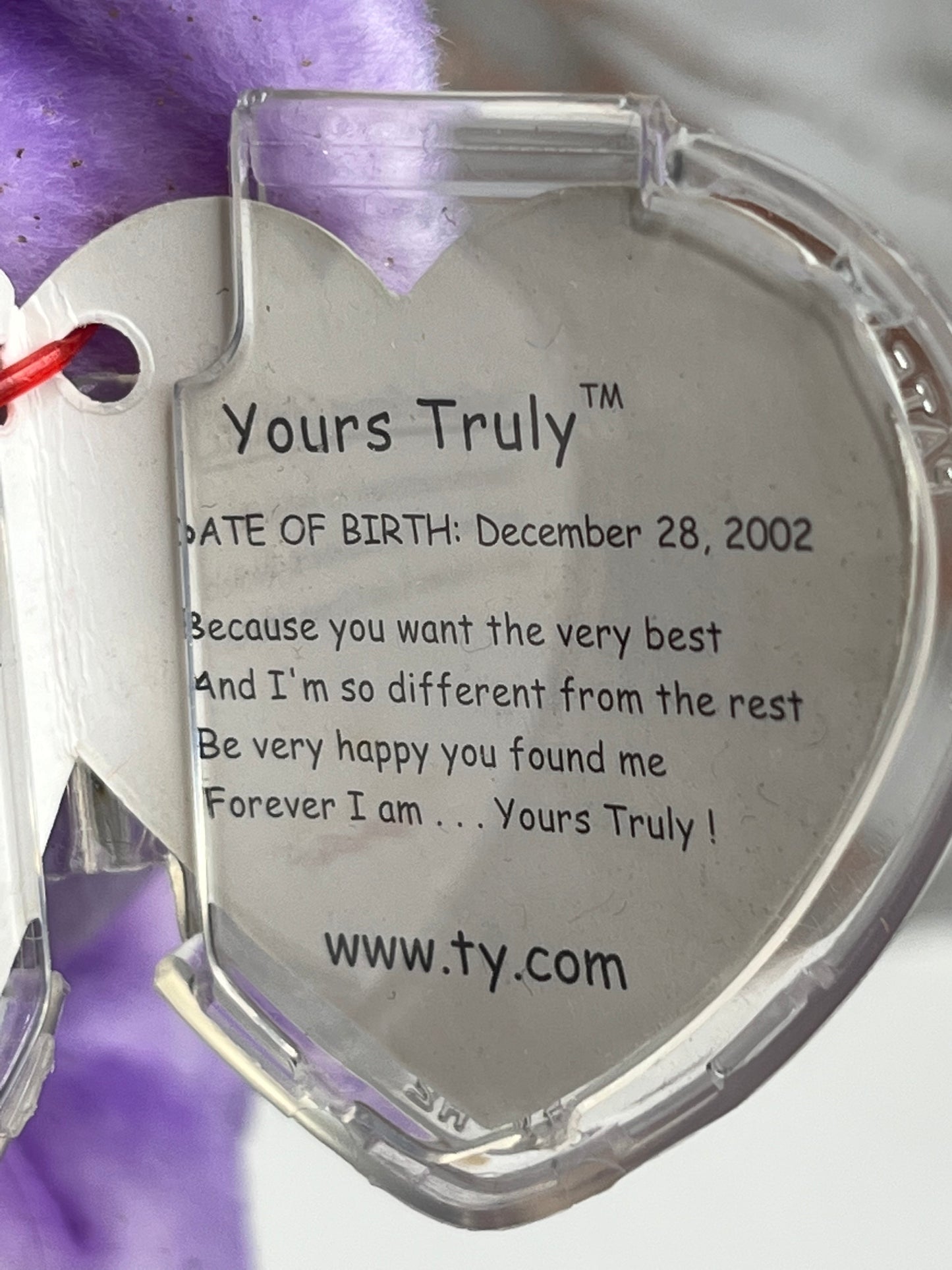 TY Beanie Babies “Yours Truly” The Bear, December 28 2002