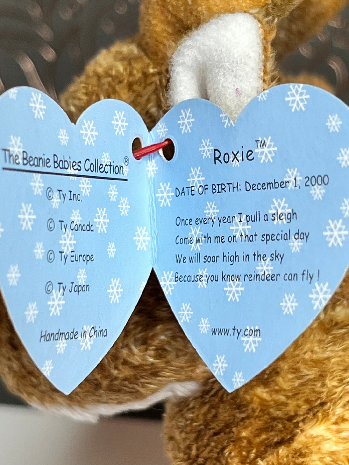 TY Beanie Babies “Roxie” The Reindeer, December 1 2000