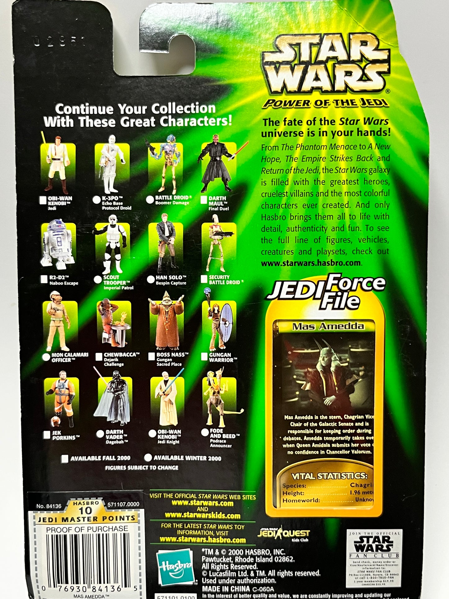 Star Wars Power Of The Jedi Force File- Mas Amedda Action Figure