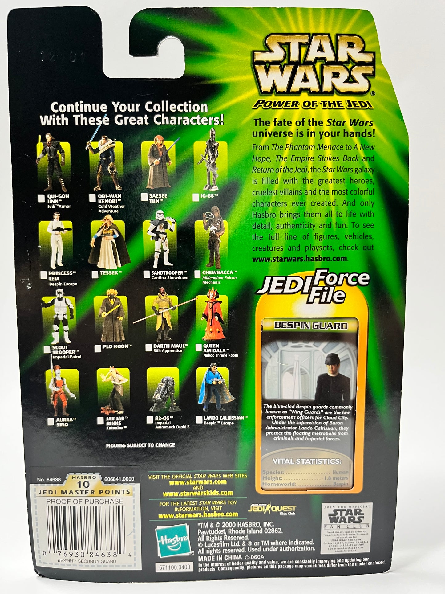 Star Wars Power Of The Jedi Force File- Bespin Guard Action Figure
