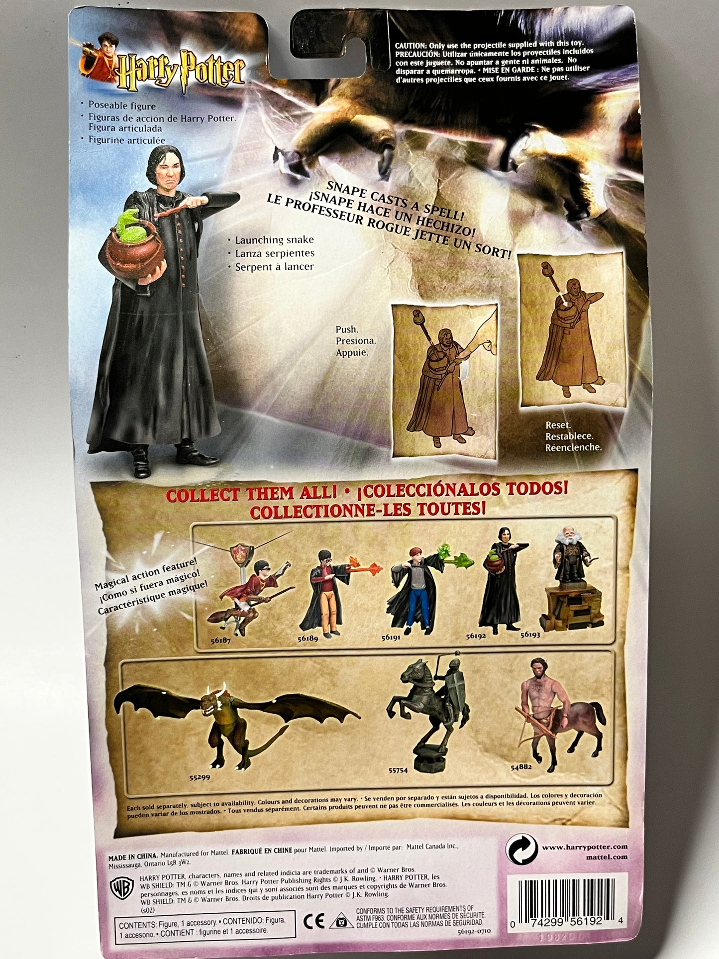 Vintage Mattel 2002 Harry Potter Professor Snape Rogue Action Figure