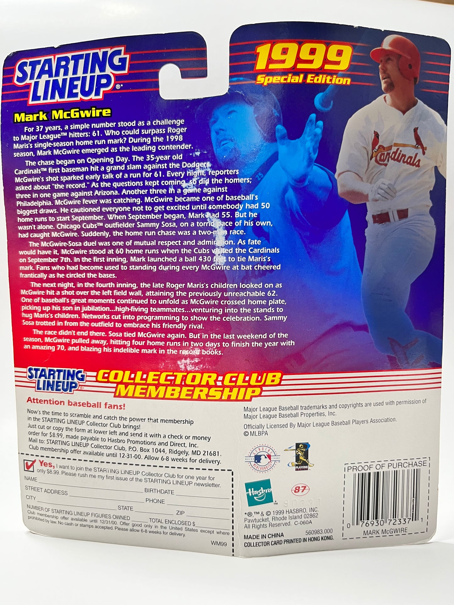 1999 Starting Line Up Mark McGwire Sports Superstar
