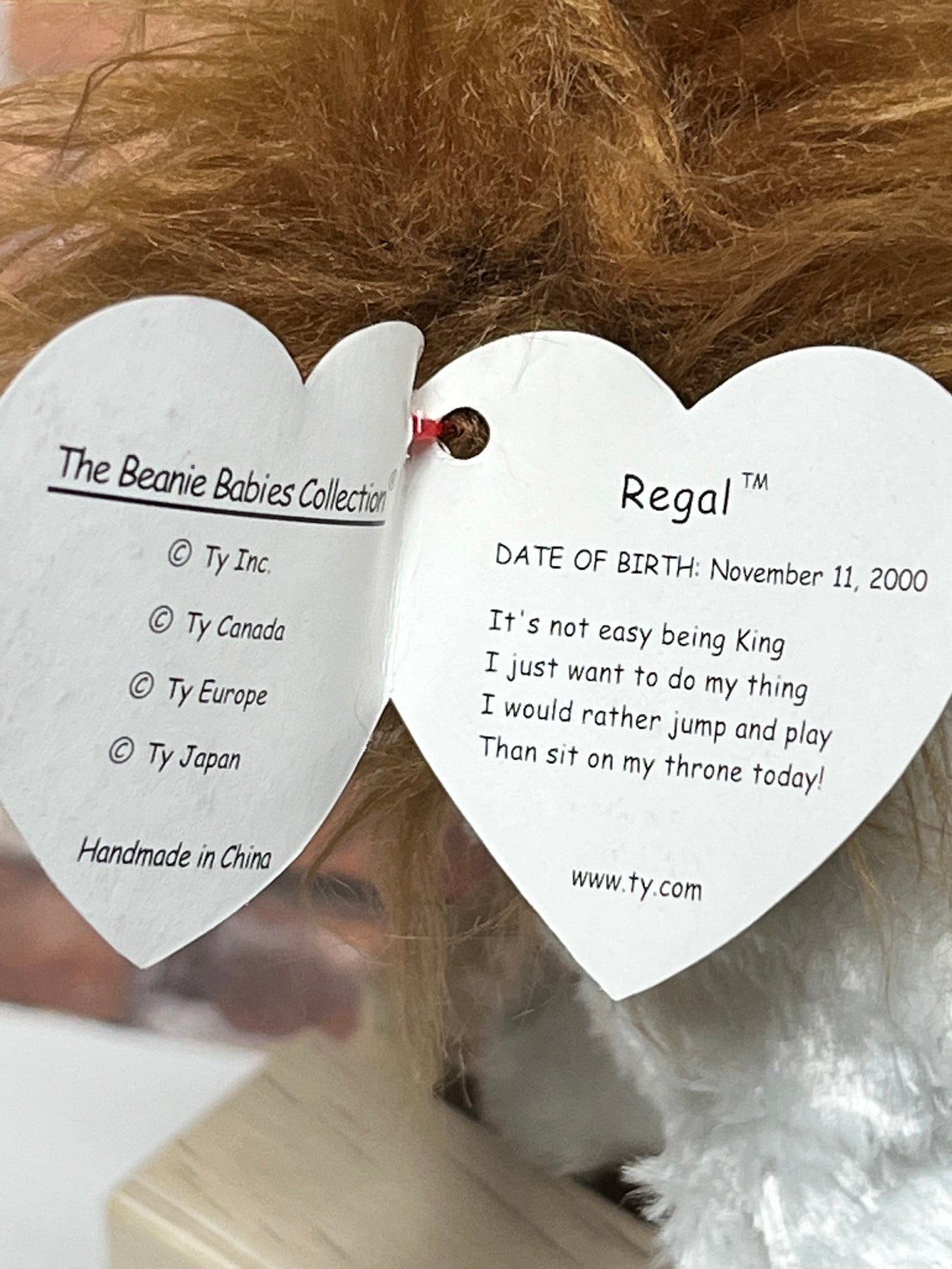 Ty Beanie Babies “Regal” The Dog, November 11 2000