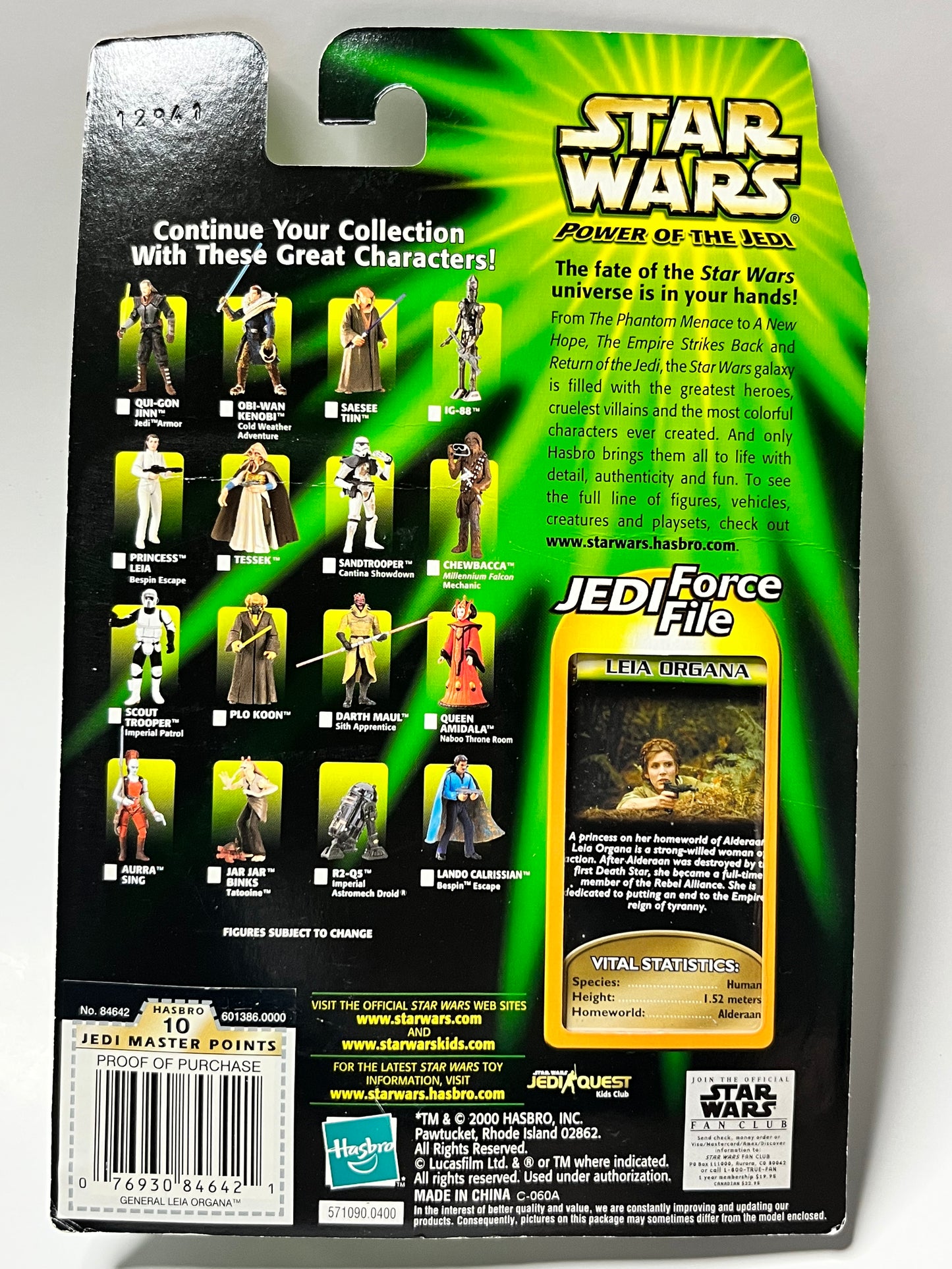 Star Wars Power Of The Jedi Force File Leia Organa General Action Figure