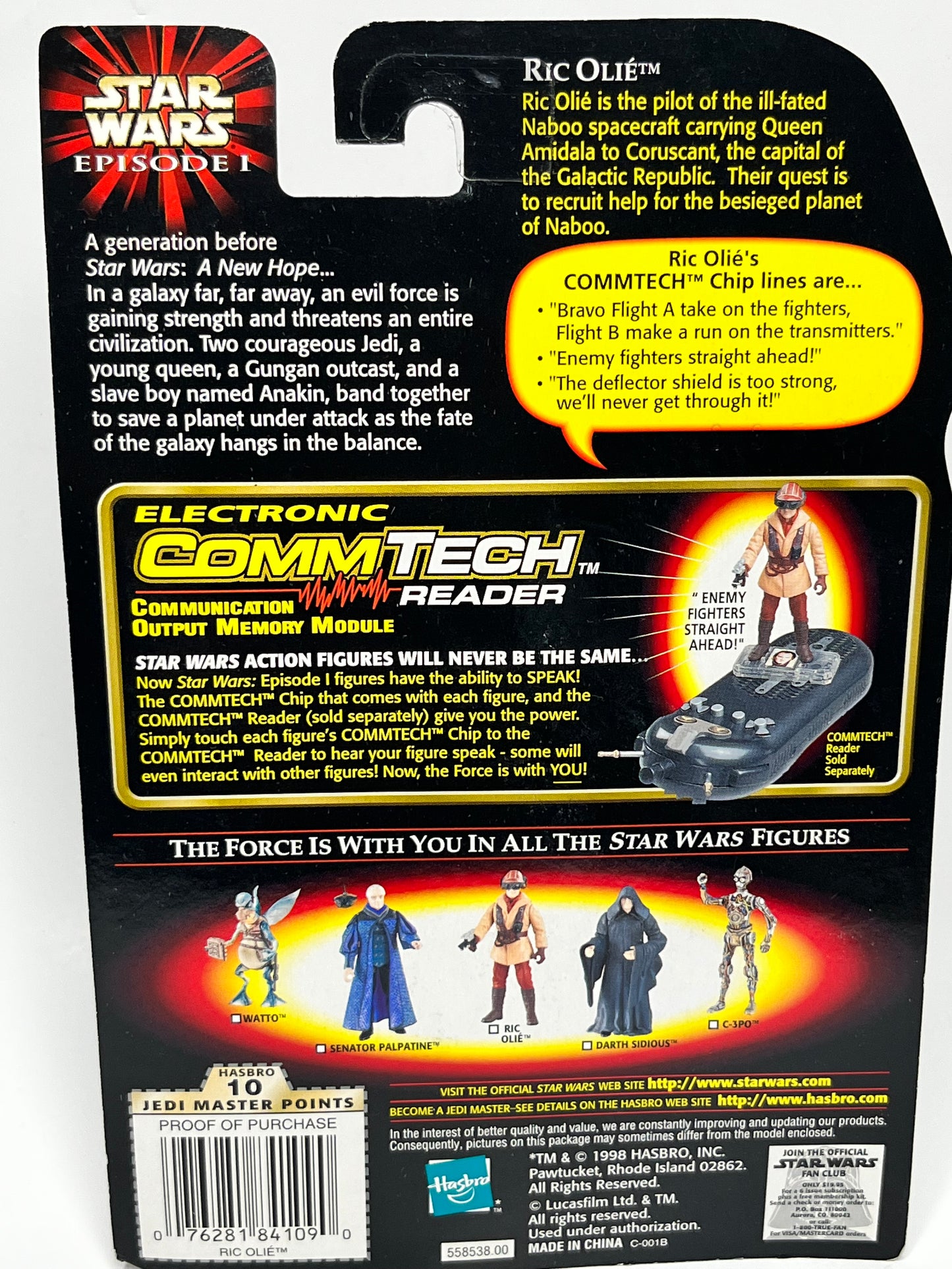 Star Wars Episode I - Ric Olie w/ Naboo Blaster Plus CommTech Chip