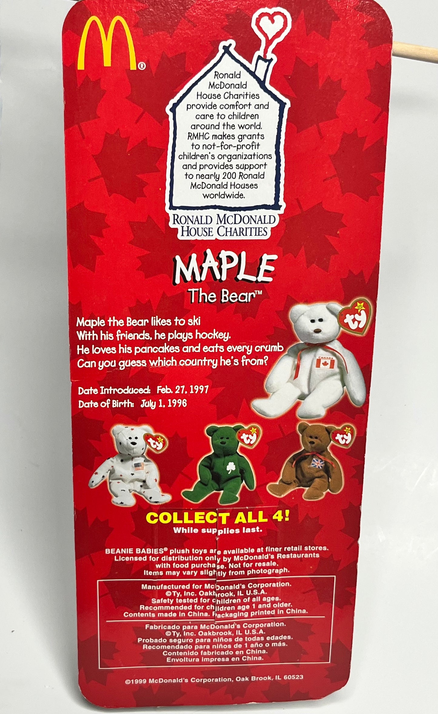 Ty Beanie Babies “Maple” The Bear McDonald’s 1999