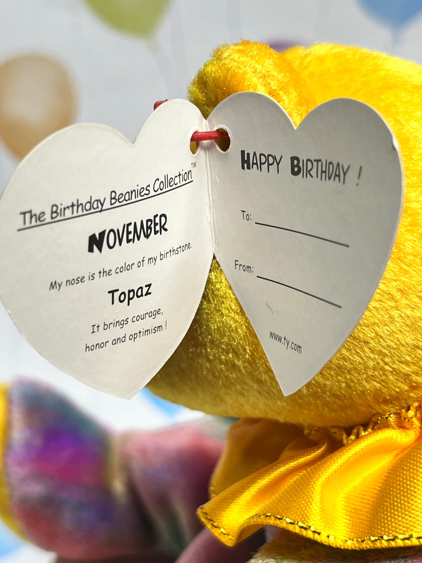 Ty Beanie Babies “November” The Birthday Bear, October 1 2001