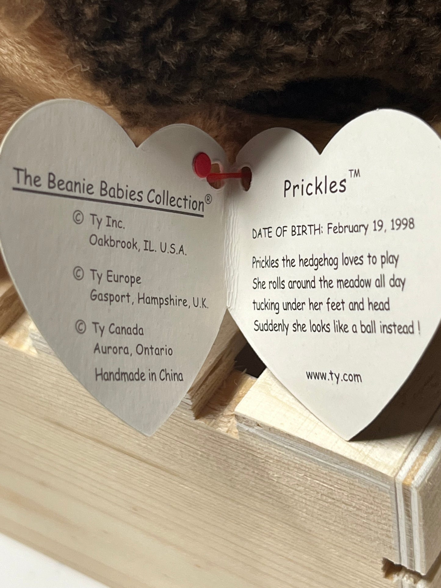 Ty Beanie Babies “Prickles” The Hedgehog, February 19 1998