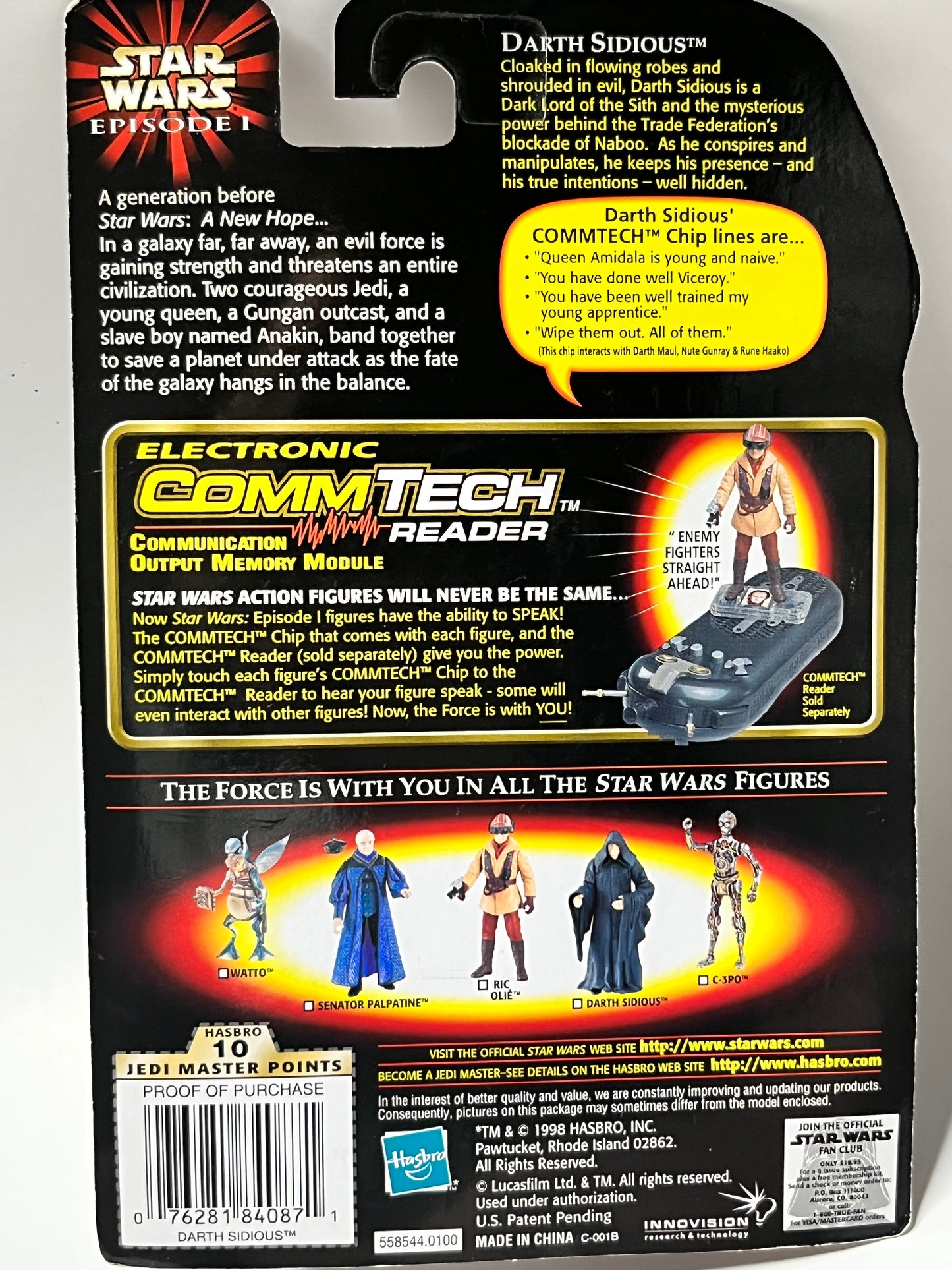 Star Wars Episode I - The Phantom Menace Darth Sidious Figure w/ CommTech Chip