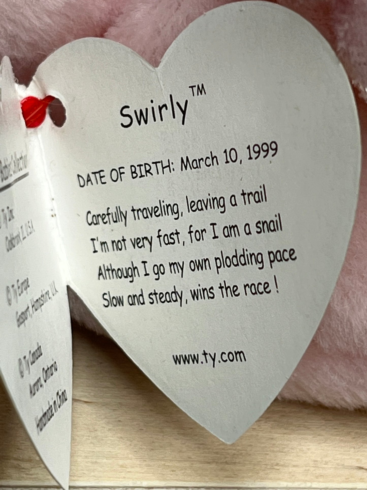 TY Beanie Babies “Swirly” The Snail, March 10 1999